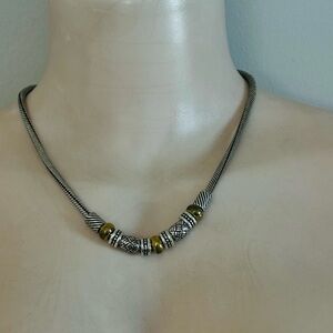 Brighton Vintage Choker Necklace
 Silver and Gold Beaded Necklace
